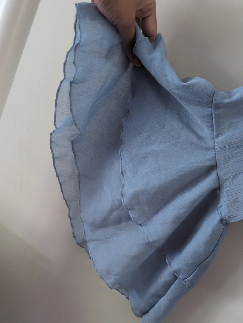 ANTHROPOLOGIE - Light Blue Ruffle Drawstring Blouse - Picture 5 of 8